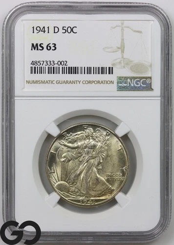 1941-D Walking Liberty Half Dollar, NGC MS-63 ** Swirling Mint Luster!