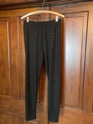 Guess New Black Dana Logo Monogramed G High Rise Leggings Large