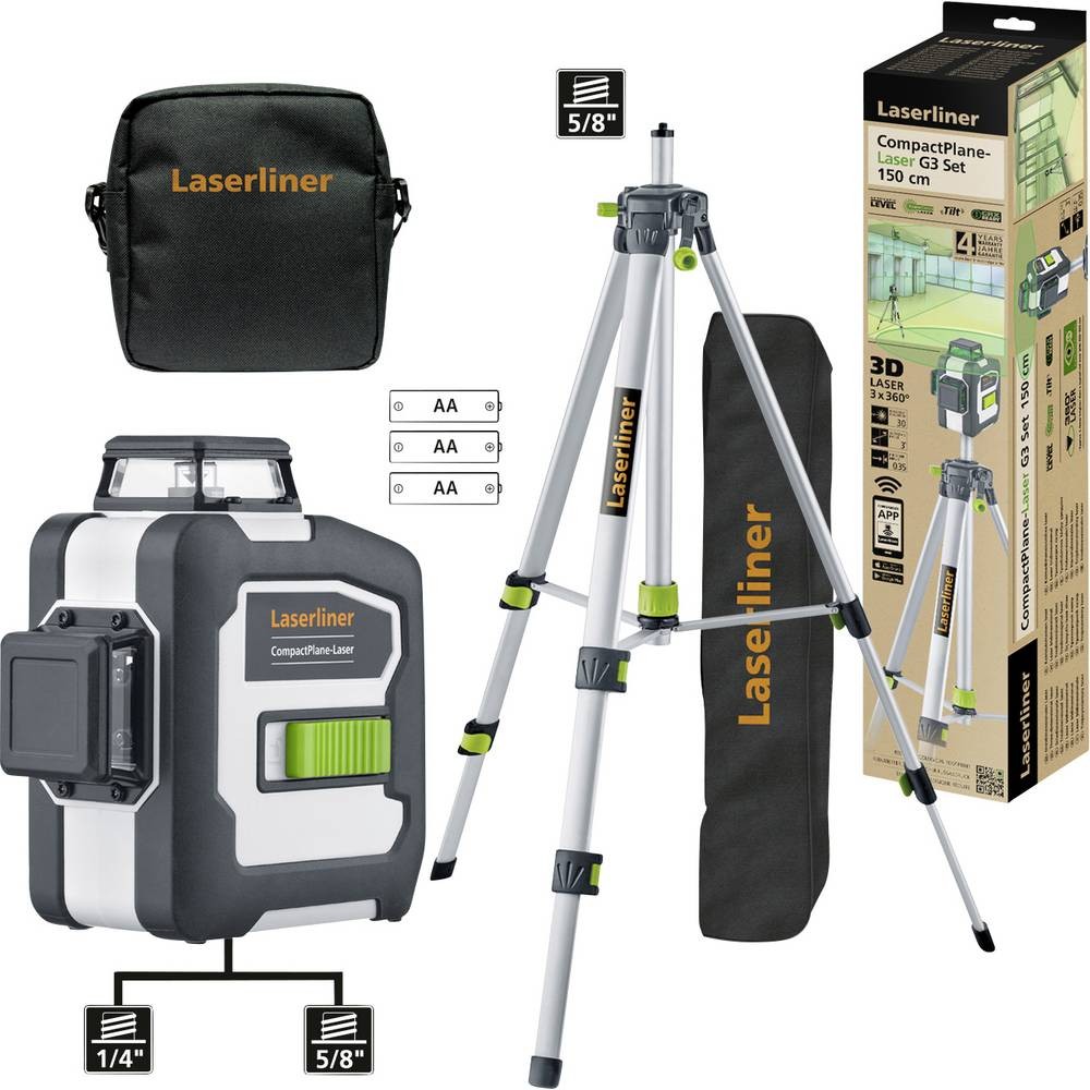 Laserliner CompactPlane-Laser 3G corriger fausses moitiés niveau vert 360