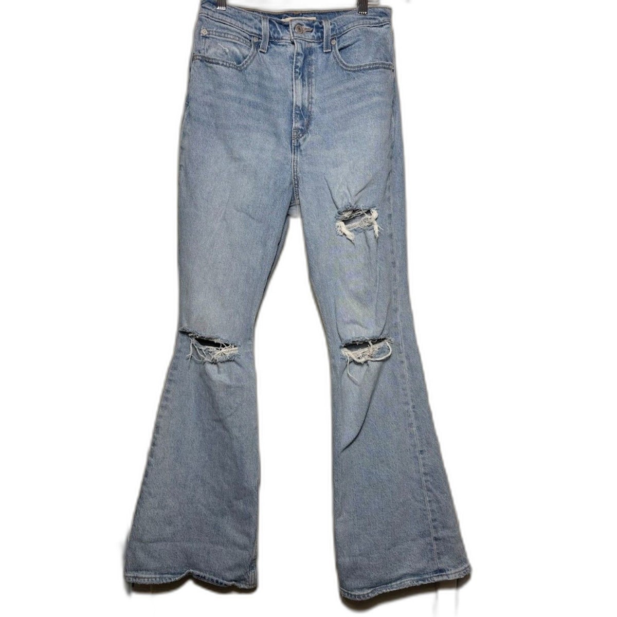 Levi's 70s High Rise Flare Jeans size 28 light wash distressed retro western View 2