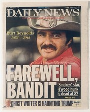 September 7, 2018 New York Daily News Film & TV Star Burt Reynolds Dead At 82