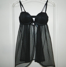 Women's Victoria's Secret Black Negligee Babydoll Size 34B-NWT