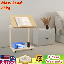 C Shaped End Table 23.62*15.75*24.8in Sofa Table Adjustable Tilt Angle W/ Wheels