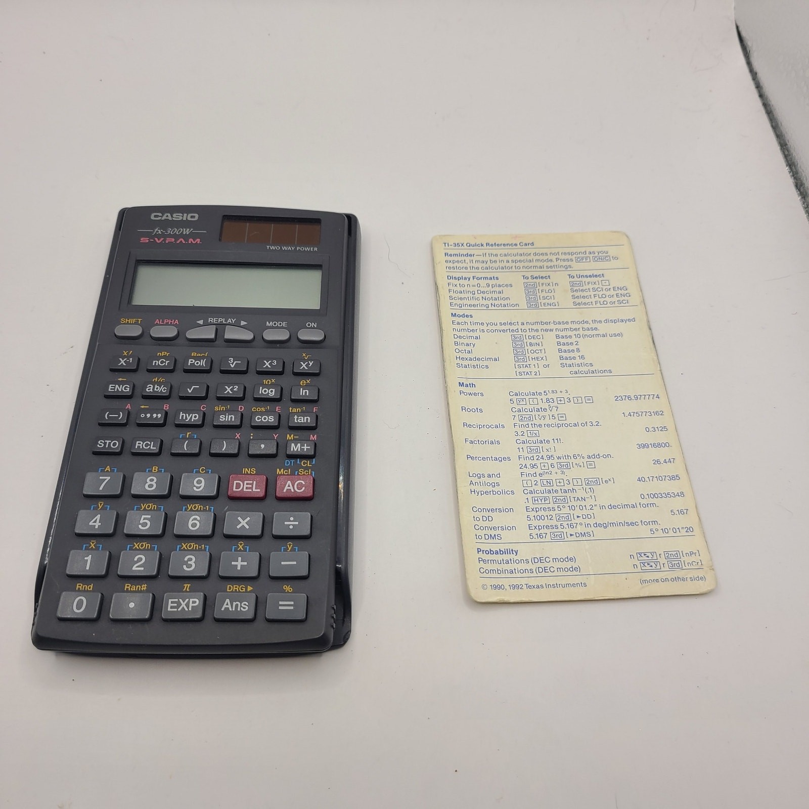 Casio FX-300W S-V.P.A.M. Scientific Calculator, Dual-Power, 10 Digit 2 Lines