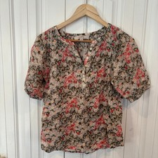 Loft Green And Pink Floral Blouse Size XS