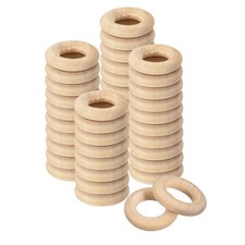 60Pcs 20mm Natural Wood Rings 5mm Thick Smooth Unfinished Wooden Circles
