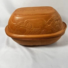 Vintage-GOURMET-TOPF - #212 -Terra Cotta Clay/Roaster/Bread/Pot Cooker-USA 1977