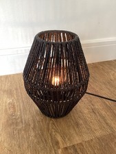 George Asda black rattan table lamp H26cm Width at narrowest 10cm Circ 58cm 