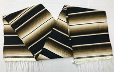 FALSA Mexican Blanket Hand Woven Serape Throw Yoga dark Brown AND BLACK