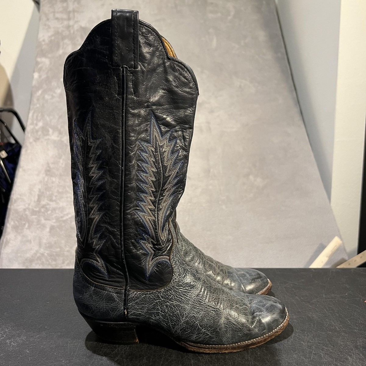Larry Mahan Boots Mens Size 7 D Blue Leather Western Cowboy  display picture 3