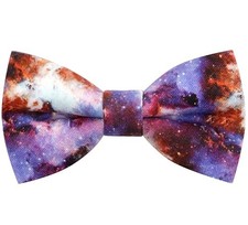 Colorful Fun Pattern Pre-Tied Bow Tie Mens T Purple White Orange Space02