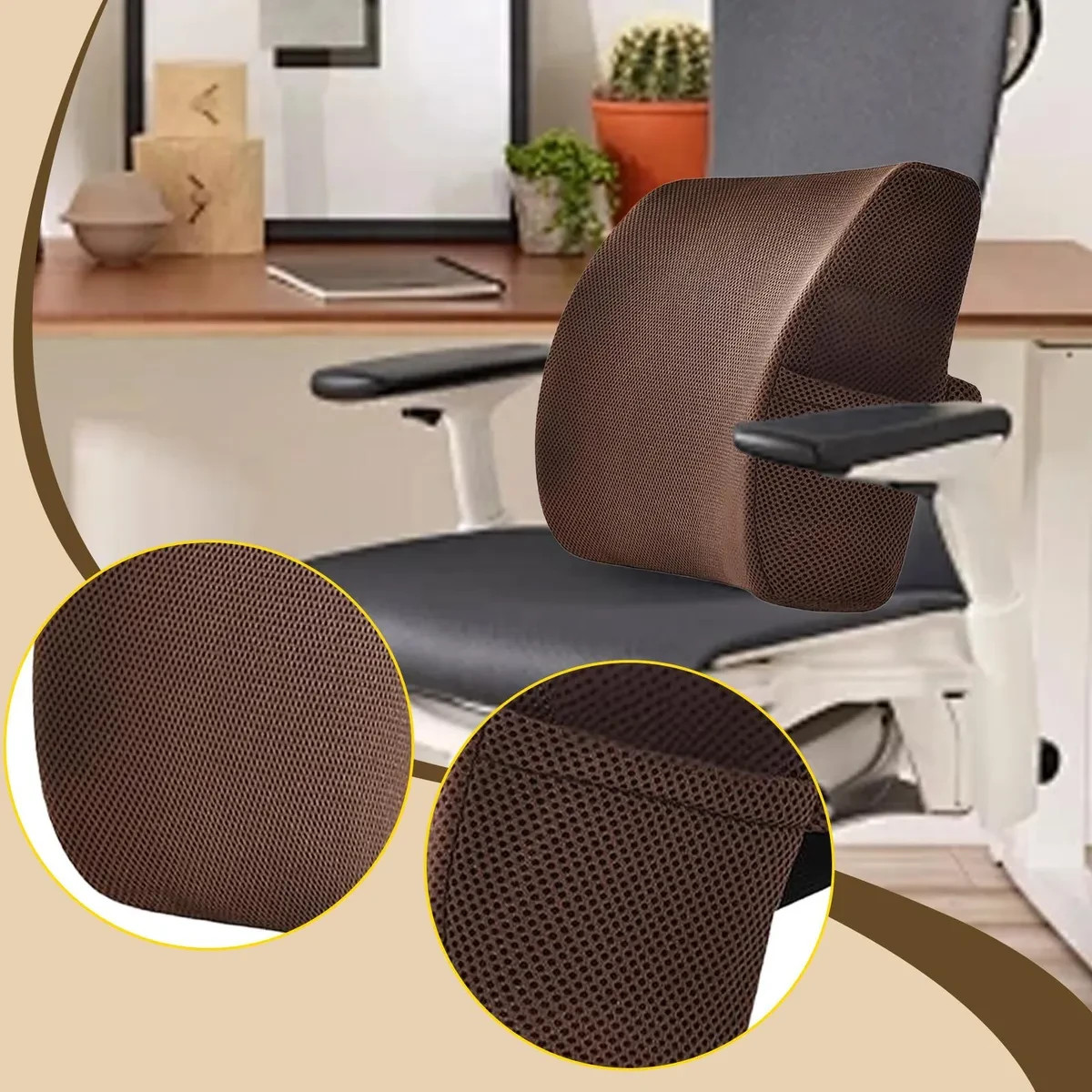 Cuscino Supporto Schienale Lombare Memory Foam per Auto, Ufficio e Sedia a Rotelle - Miniatura 6