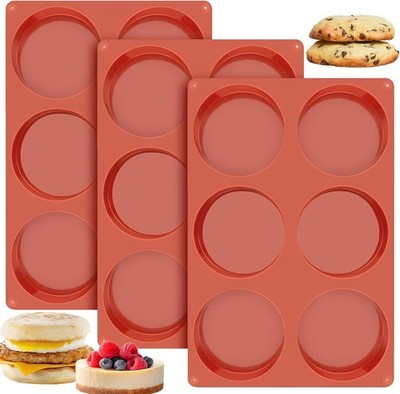 Ocmoiy 4 Inch Silicone Egg Molds for Baking/Jumbo Muffin Pans, 3 Pack Non-Stick