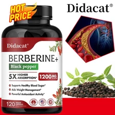 Berberine + Black Pepper Extract Capsules - 98% Purity - Cardiovascular Health 