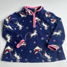 OSHKOSH B'gosh Navy Blue Santa Unicorn Fleece Pullover 1/4 Zip Size 24M EUC