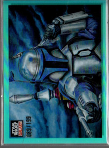 2023 Topps Chrome Star Wars Galaxy Aqua Refr #55 Jango Draws His Pistols /199