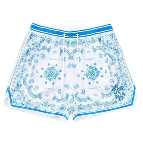 Pantalones Cortos Deportivos Unisex Para Hombres YoungLA Infamous Bandana Patrón Paisley Malla - Imagen 26 de 31