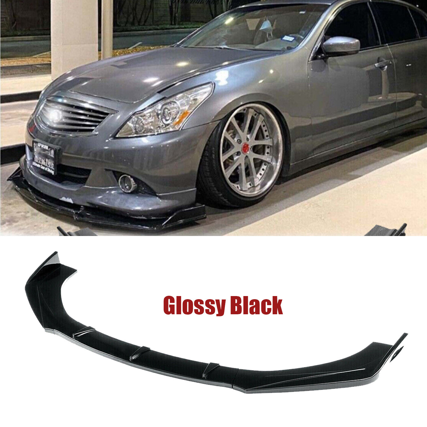 For Infiniti G35 Front Bumper Lip Spoiler Splitter Painted Glossy Black Finish