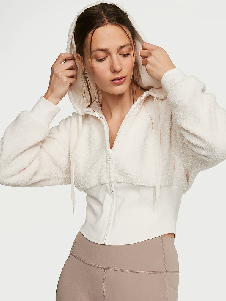 Victoria's Secret Sport Sherpa Full-Zip Sweatshirt Hoodie Corset