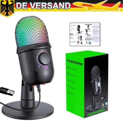 Computer Mikrofon USB Microphone für Aufnahme Streaming Podcast Studio Gaming