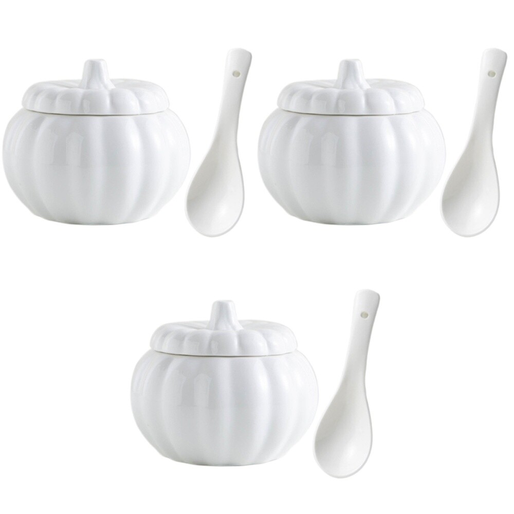 3 Sets Keramikschalen Dessertschale Futternapf Kürbis Suppenschüssel Mit Deckel