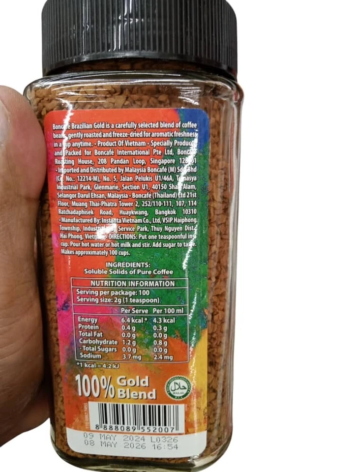 BONCAFÉ BRASILEÑO MEZCLA 100% ORO AROMA LIOFILIZADO (200g) Foto 2 de 4
