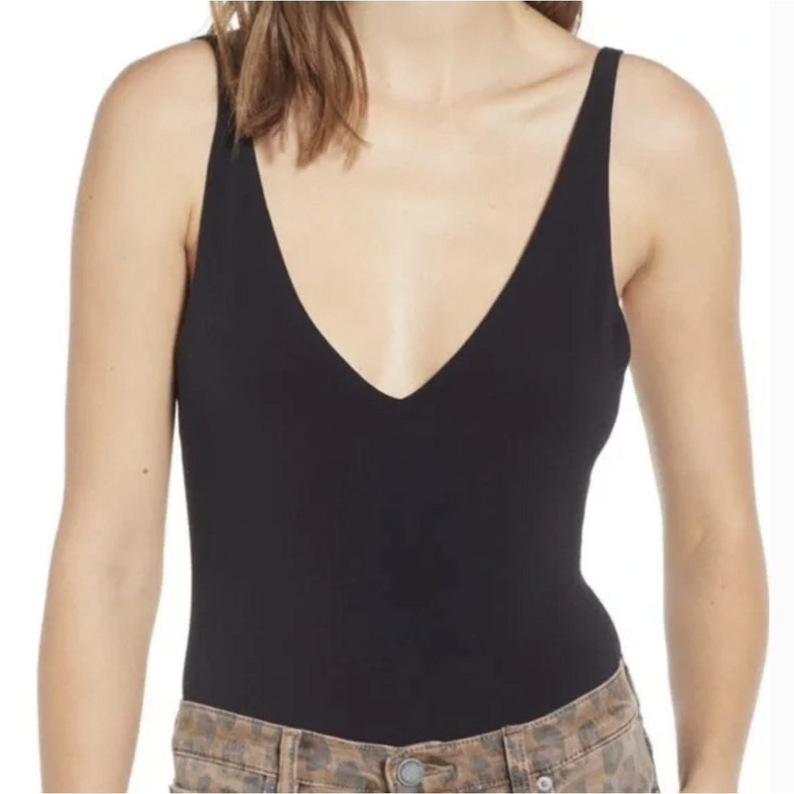 Leith Black Deep V Bodysuit Size Large NEW | eBay