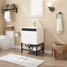 24" Bathroom Vanity with Sink Floor Stand Storage Cabinet Set & Faucet Combo