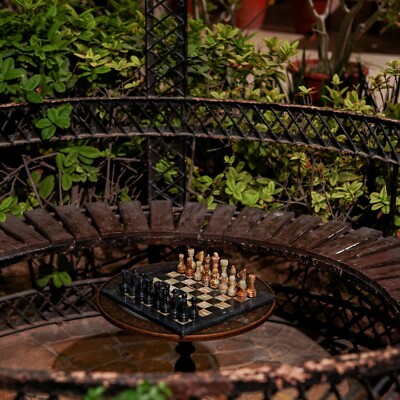 Unique Green Onyx Chess Set | Outdoor Chessboard | Handcrafted Patio Decoration