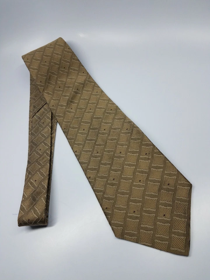 Corbata de seda Lord & Taylor marrón lisa geométrica para hombre 56,5 x 4 Foto 2 de 4