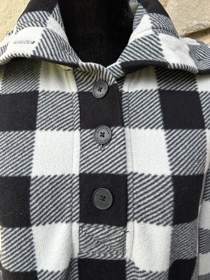 Top polar AMERICAN LIVING para mujer S M negro marfil búfalo cuello a cuadros Foto 4 de 4