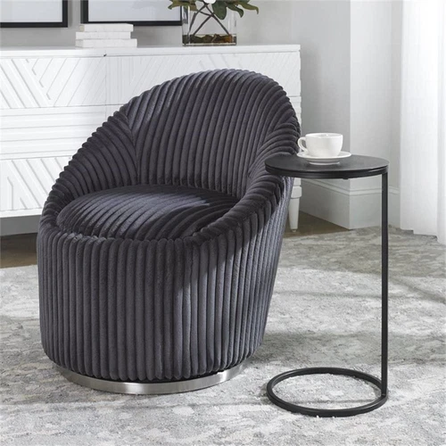 Uttermost Brunei Round Iron Metal and Aluminum Accent Table in Aged Black - Picture 6 of 8