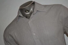 35949 Cubavera Hawaiian Shirt Gray Striped Linen Cotton Blend Size Large Mens