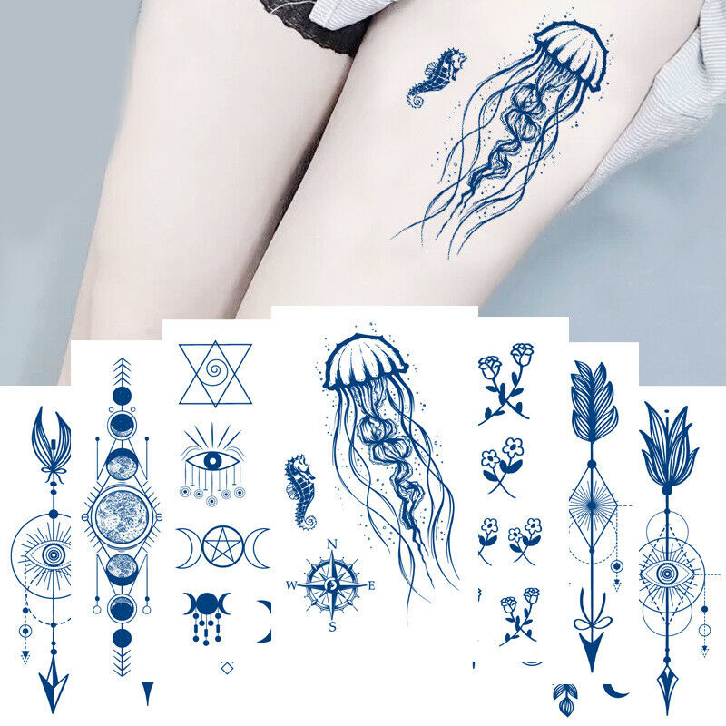Long Lasting Semi-Permanent Tattoo Sticker Blue Tattoo Juice Waterproof  Body | eBay