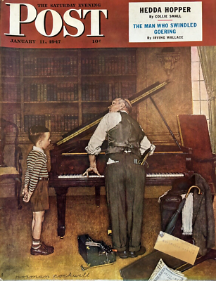 #ad 1947 Norman Rockwell SEP Piano Tuner From Bennington Full Magazine January 11 $85.00
