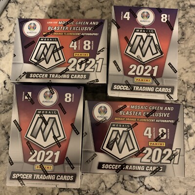 Lot (4) 2021 Panini Mosaic SOCCER UEFA Euro 2020 Blaster Box Boxes
