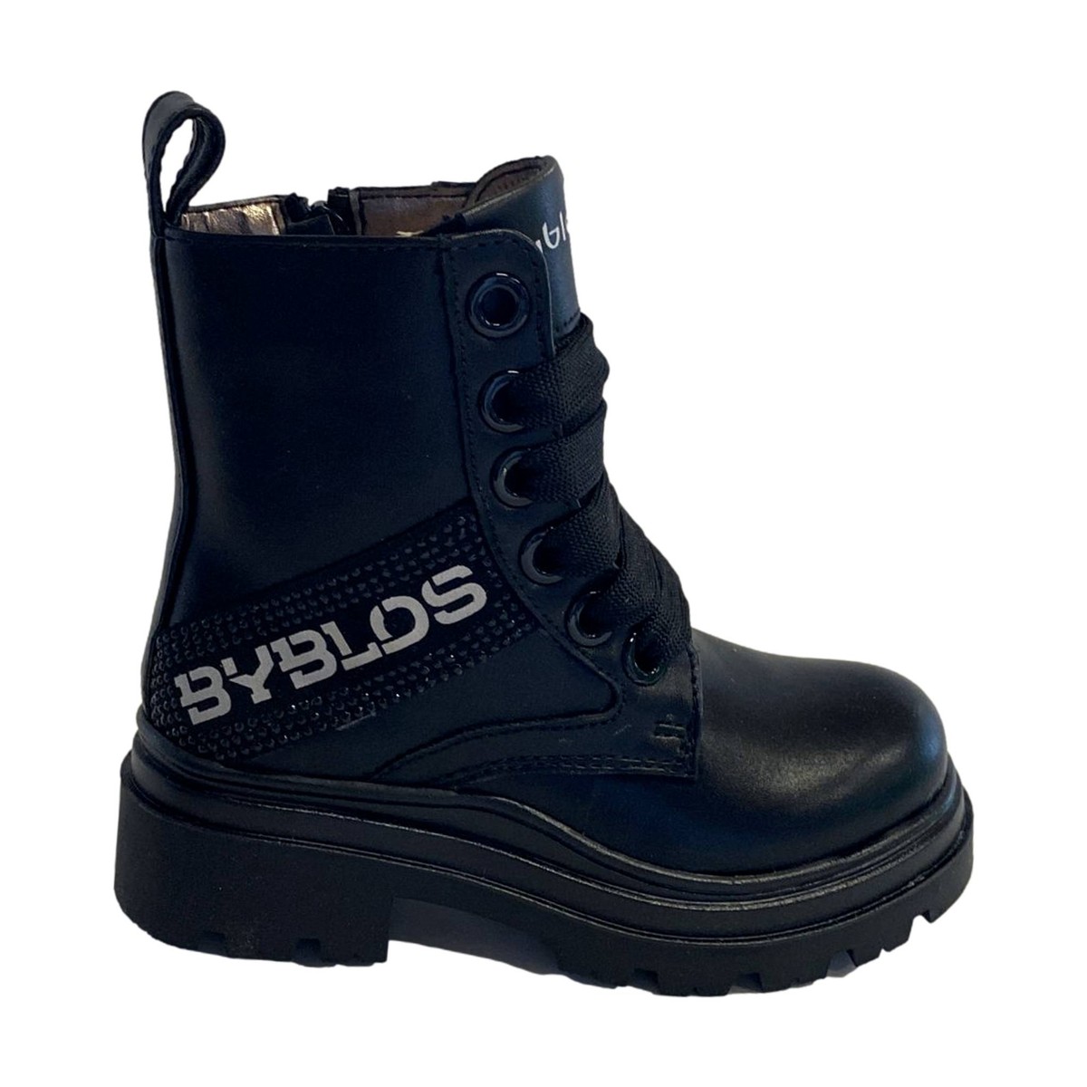 By Byblos O-390 Stivaletti Bambina Anfibi con Zip Nero