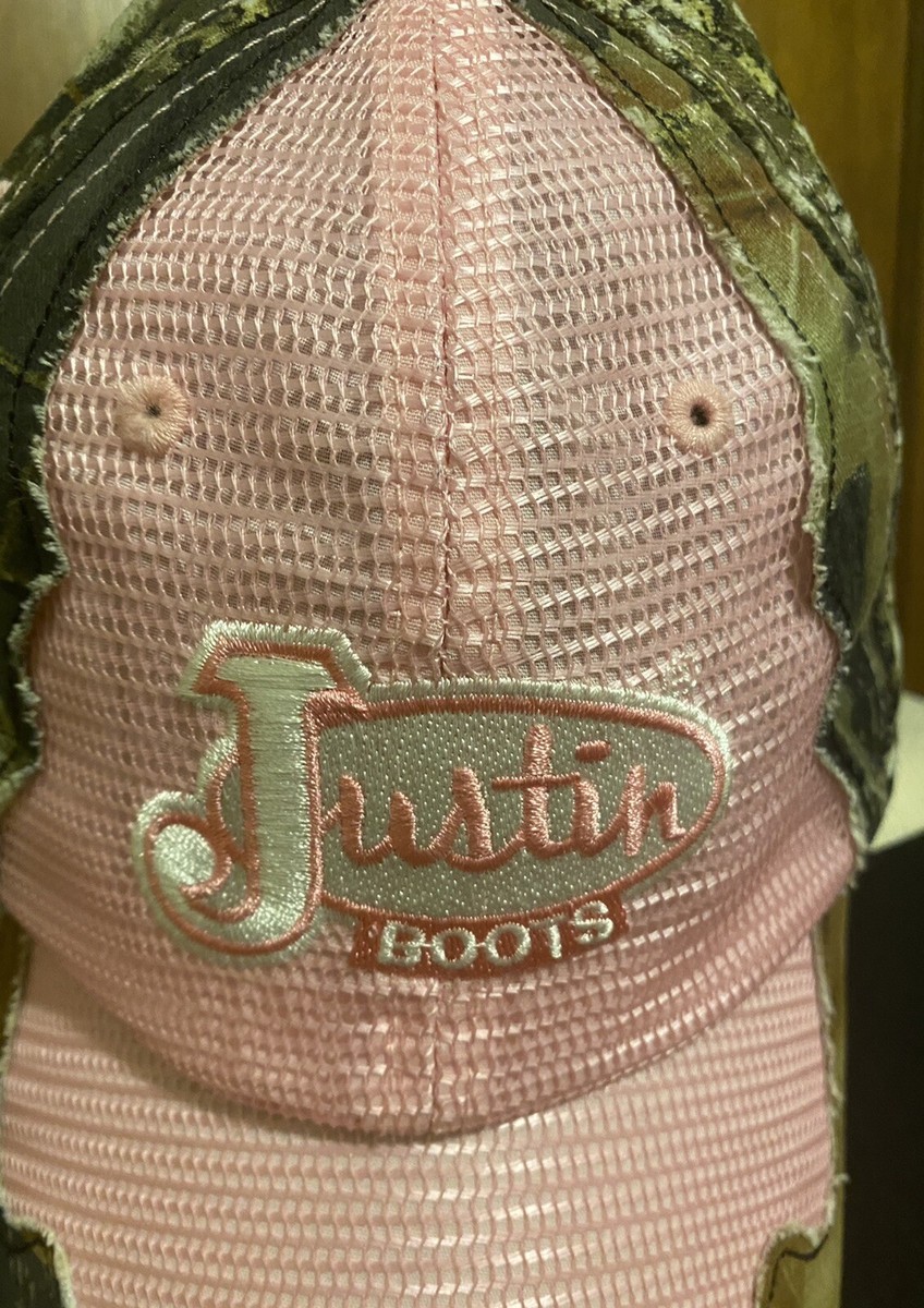 Justin Boots Cowgirl Baseball Cap Mossy Oak Pink and Camo Hat - Main Image