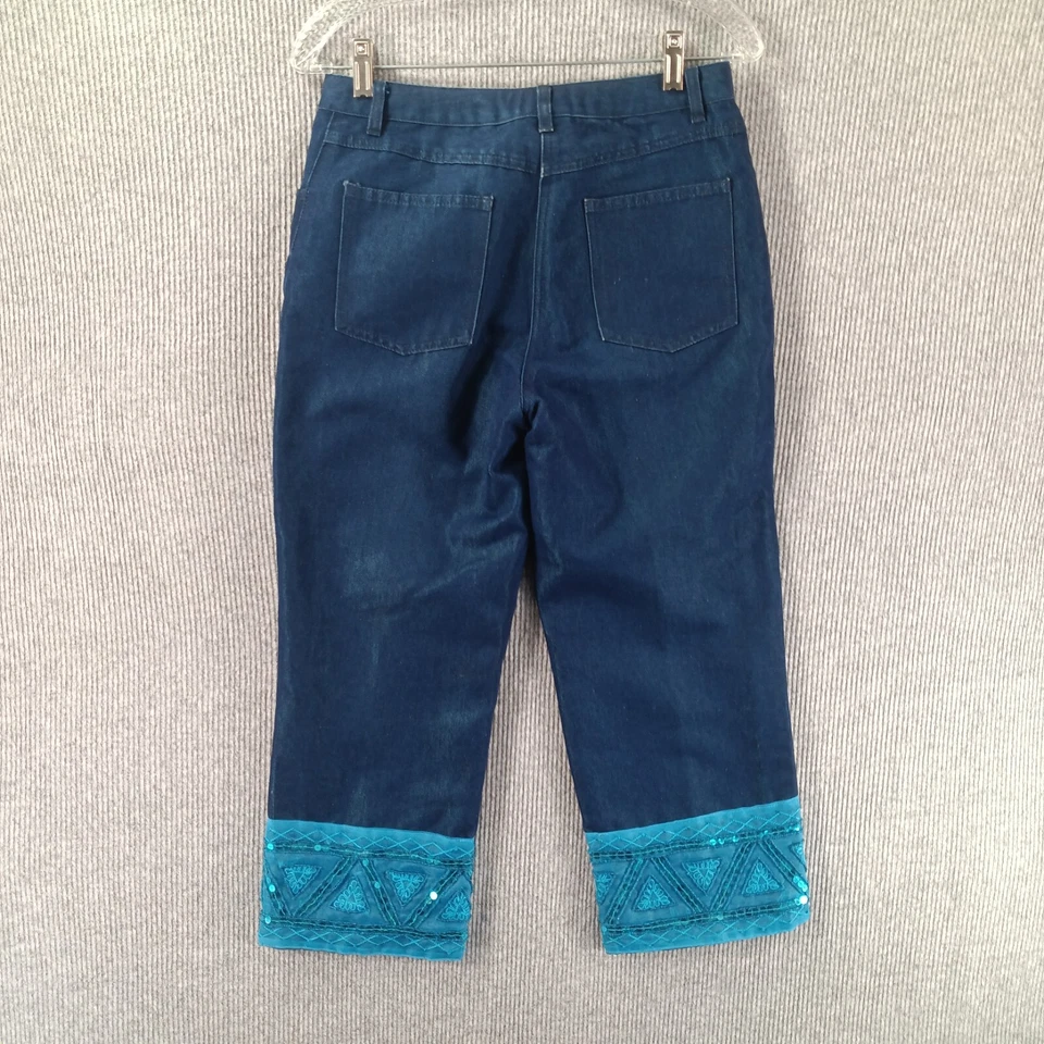 Pantalón capri vaquero Reflections Images Of You para mujer 4 azul denim bordado con cuentas Foto 3 de 4