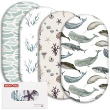 Gllquen Baby Bassinet Sheets 4 Pack Breathable Cozy Fitted Mattress Sheet Ela...