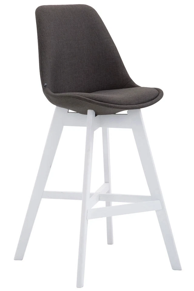 Tabouret de bar Cannes en Tissu et pieds et repose-pieds en Bois dossier haut - Photo 1/1