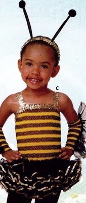 NWT Queen Bee Costume attchd tutu Antennae headpiece girls szs  body sequin