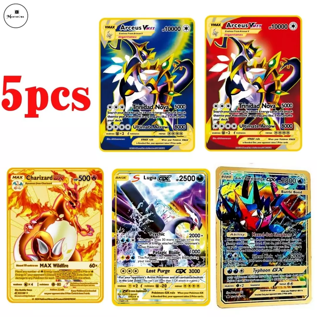 NEW Pokémon 10000point Metal Cards TCG Arceus VMAX Golden Pokemon Gifts For  Kids