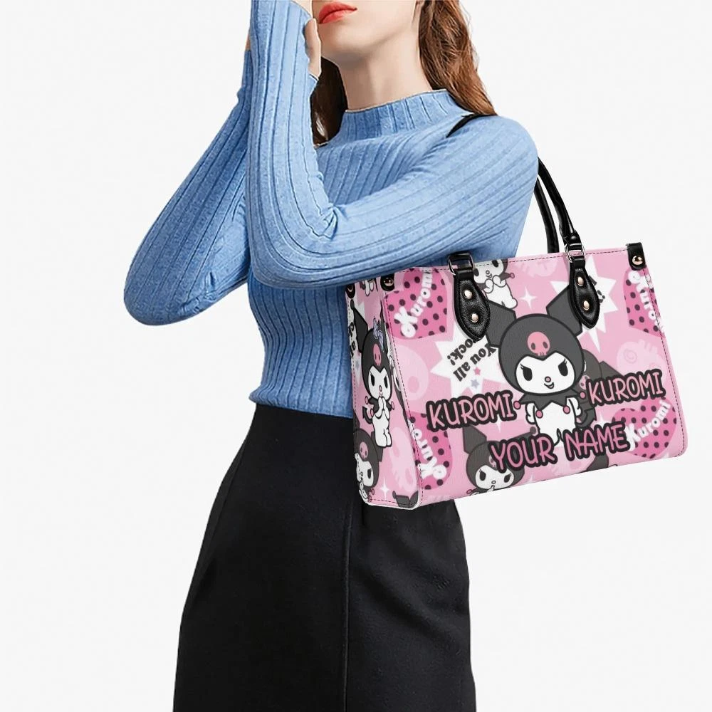 Personalized Kuromi Luxury Women PU Leather Handbag, Natural Material, Custom