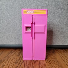 VINTAGE 1990 MATTEL BARBIE DOLL PINK FRIDGE REFRIGERATOR FROM KITCHEN SET 7472