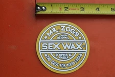 Dr Zog's SEX WAX Yellow Silver Surfboard SURF WAX 80's Vintage Surfing STICKER
