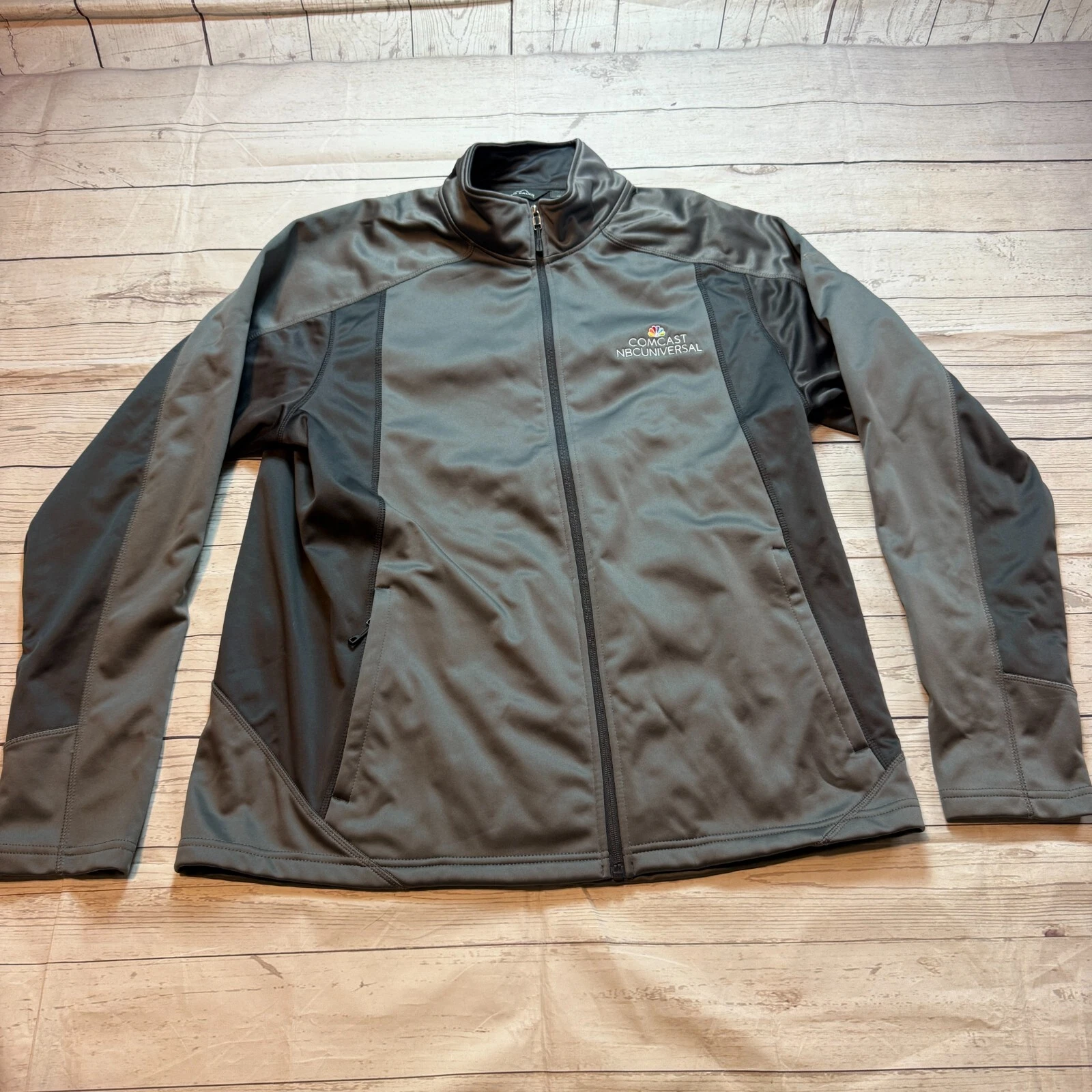 Eddie Bauer Soft Shell Light Winter Jacket Gray Water Resist Men's Size XXL