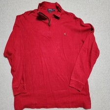 Polo Ralph Lauren Estate Rib Flesh Pony Red Solid Knit Quarter Zip LT Large Tall