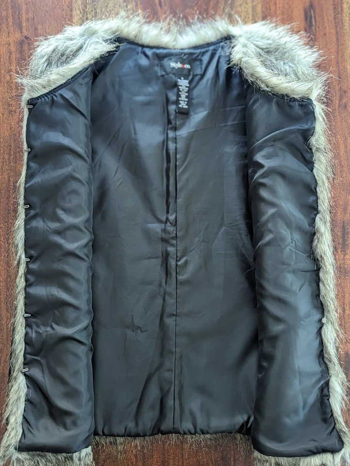 Mujer Style&Co. Chaleco de piel sintética oscura - Talla: S (¡festivales al aire libre, hombre ardiente!) Foto 3 de 4