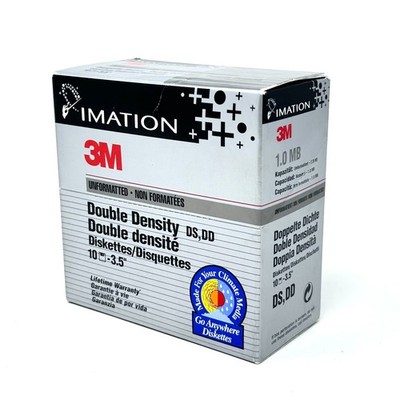Imation 3M Double Density 3.5 Unformatted Floppy Disks Diskettes 10 Pack DS HD